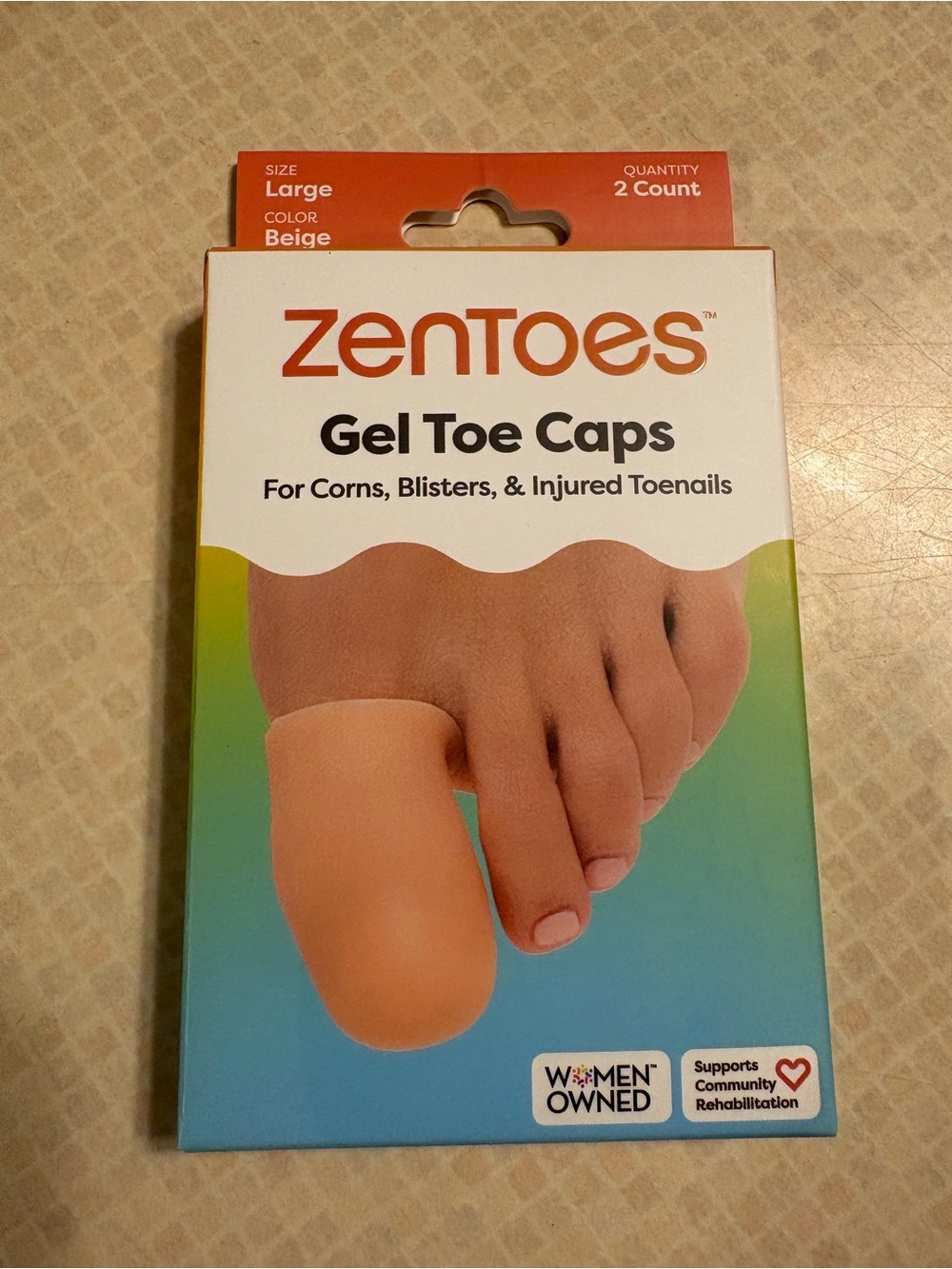 Beige Gel Toe Caps - Large (2 Count)